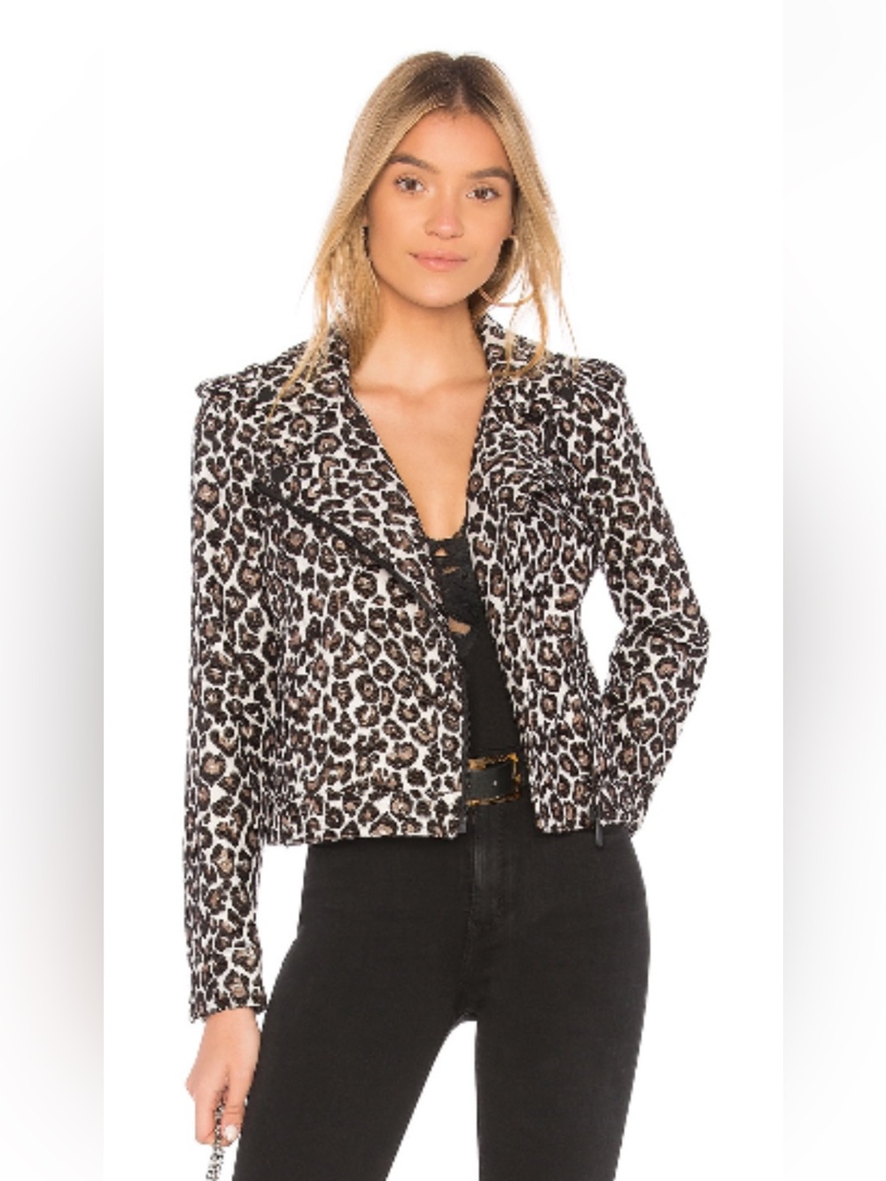 Sanctuary Poison & Leopard Print Moto Jacket Size M